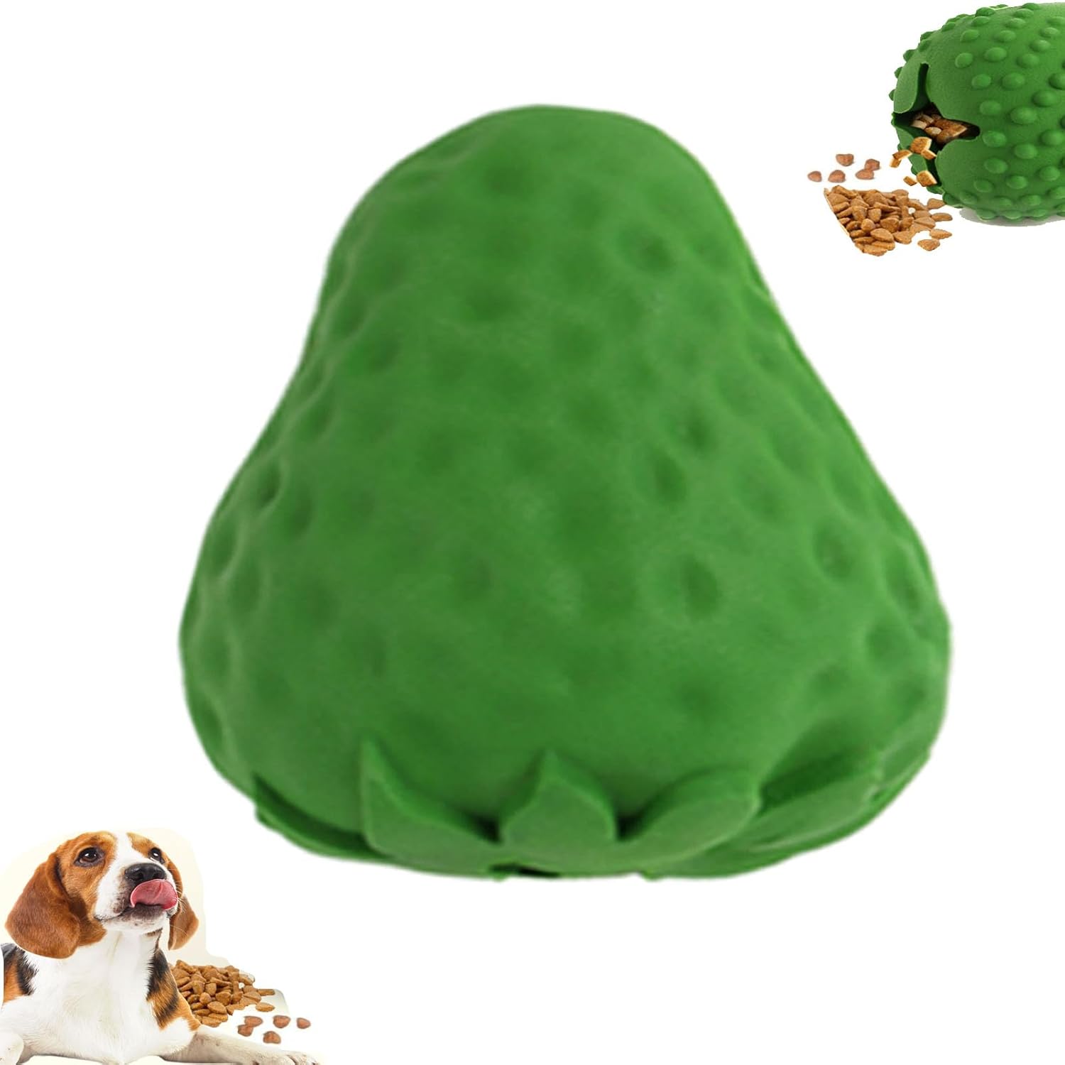 KFX-9445437 Durable Strawberry Dog Chew Toy - Interactive Treat Dispenser for Dental Care and Mental Enrichment