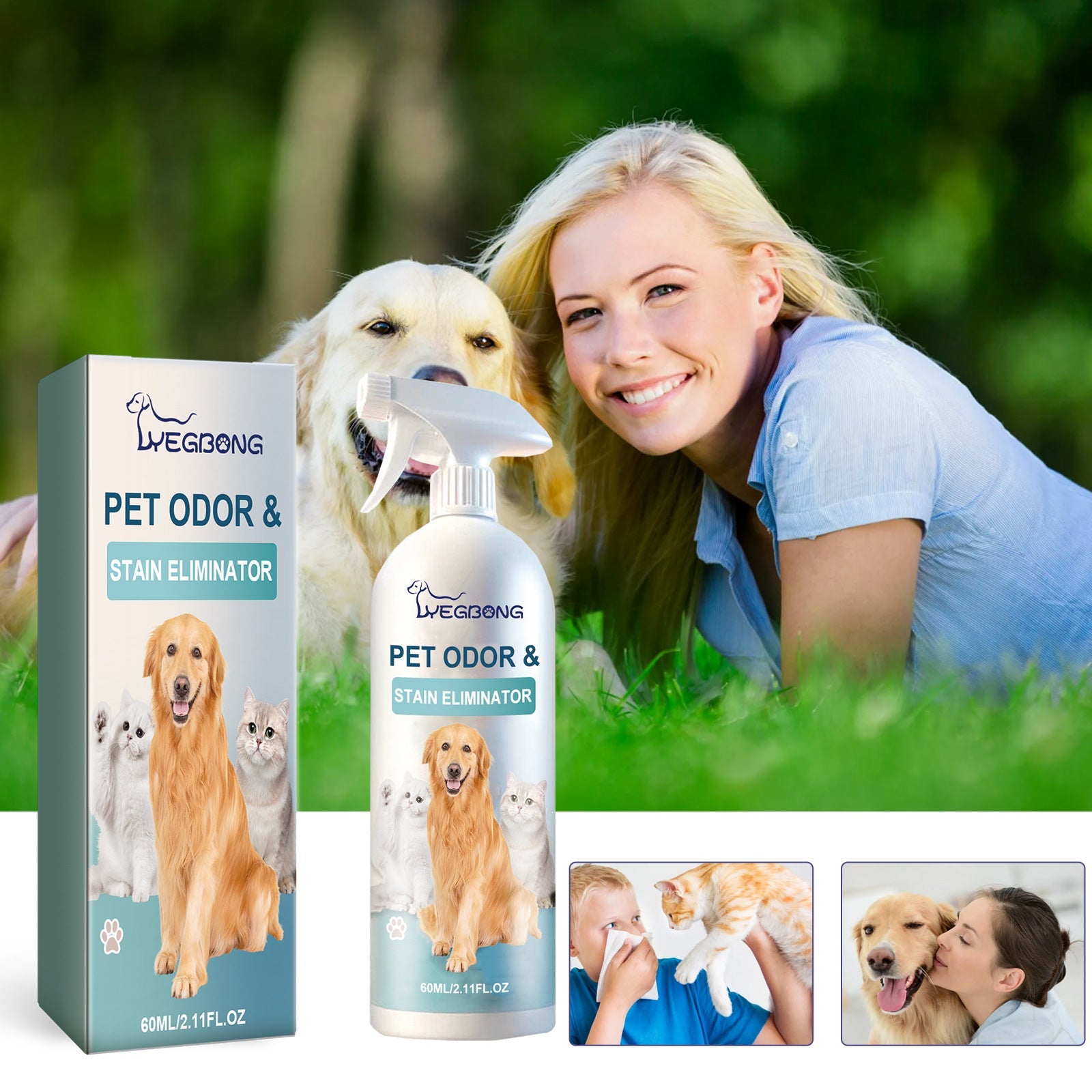 KFX-9445821 Pet Deodorization Spray for Dogs and Cats - 60ml Cleaning and Freshening Solution