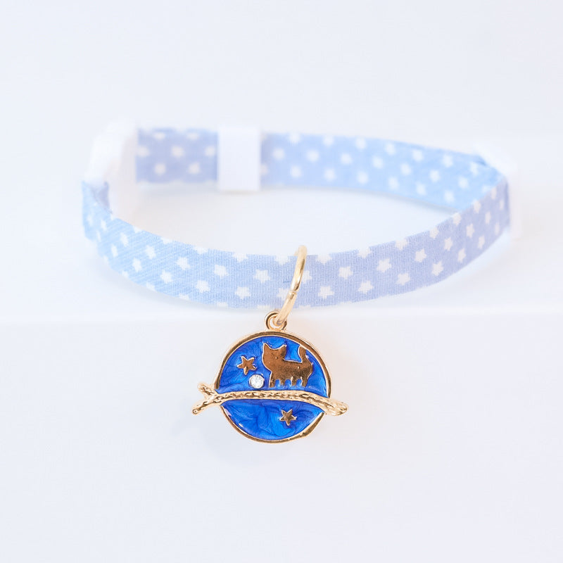 KFX-9445949 Cute Adjustable Dog Collar with Moon Design - Cloth Material in Various Colors