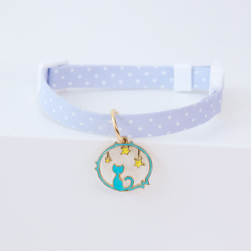 KFX-9445949 Cute Adjustable Dog Collar with Moon Design - Cloth Material in Various Colors