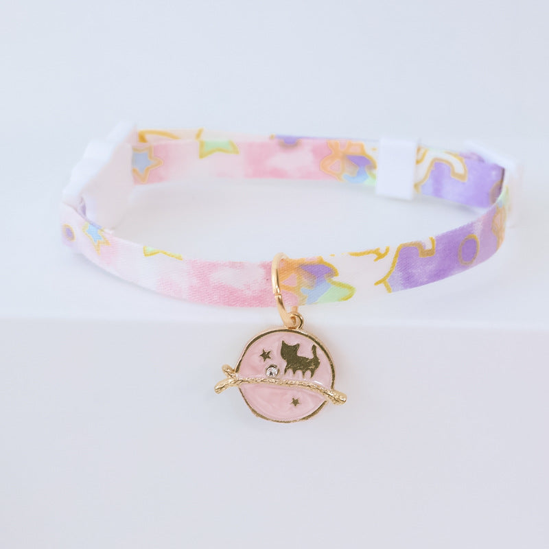 KFX-9445949 Cute Adjustable Dog Collar with Moon Design - Cloth Material in Various Colors