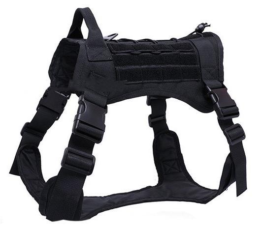KFX-9447229 Tactical Large Dog Chest Harness – Adjustable Polyester Vest in Black, Green, Mud Color, CP Camouflage Sizes M, L, XL