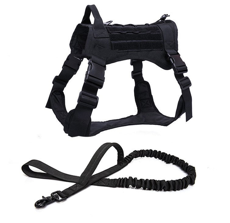 KFX-9447229 Tactical Large Dog Chest Harness – Adjustable Polyester Vest in Black, Green, Mud Color, CP Camouflage Sizes M, L, XL