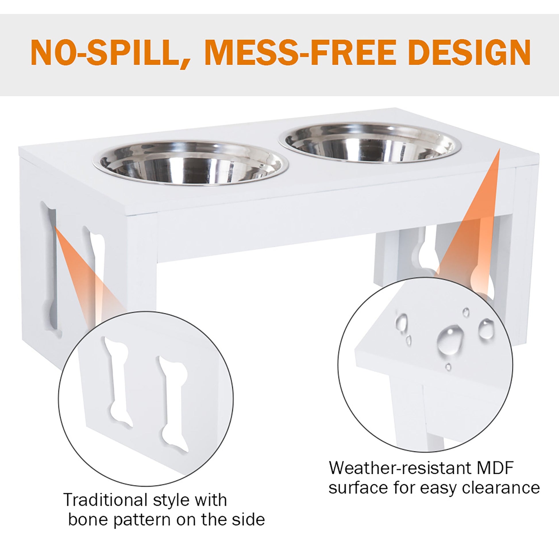 KFX-9449917 Elevated 23" Dog Feeding Station with Stainless Steel Bowls for Improved Digestion