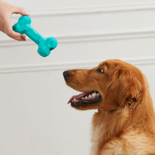 KFX-9452349 Durable Rubber Bone Toy for Dogs - Teeth Grinding & Cleaning, Interactive Puzzle, Multiple Sizes Available
