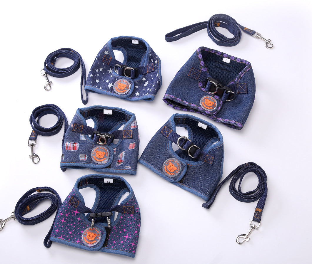 KFX-9452989 Dog Trail Vest with Protective Chest Strap - Adjustable, Durable, Available in Various Stylish Patterns and Sizes S-XL