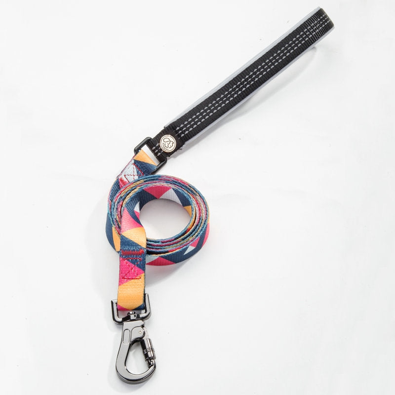 KFX-9453501 Geometric Pattern Polyester Pet Leash and Collar Set