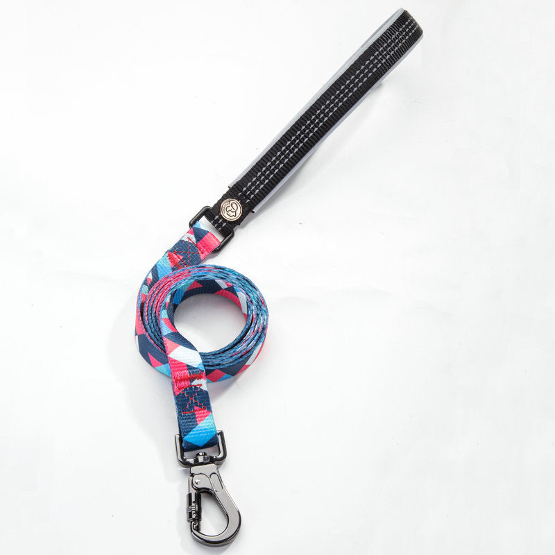 KFX-9453501 Geometric Pattern Polyester Pet Leash and Collar Set