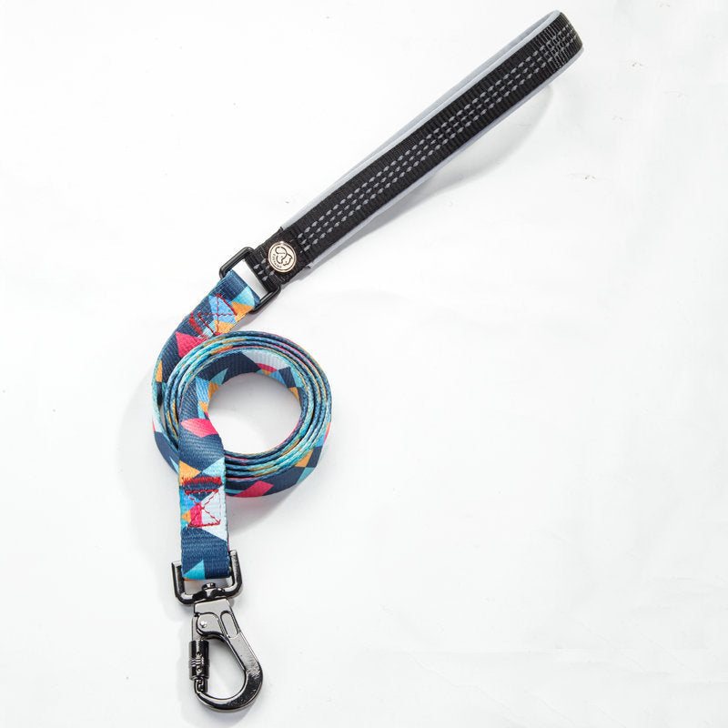 KFX-9453501 Geometric Pattern Polyester Pet Leash and Collar Set