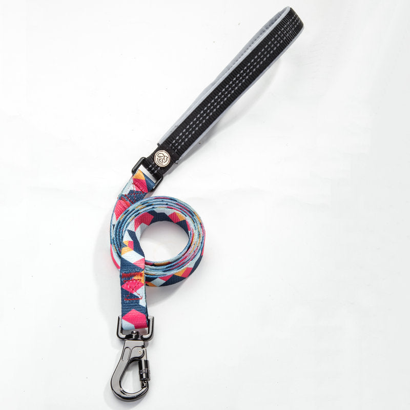 KFX-9453501 Geometric Pattern Polyester Pet Leash and Collar Set