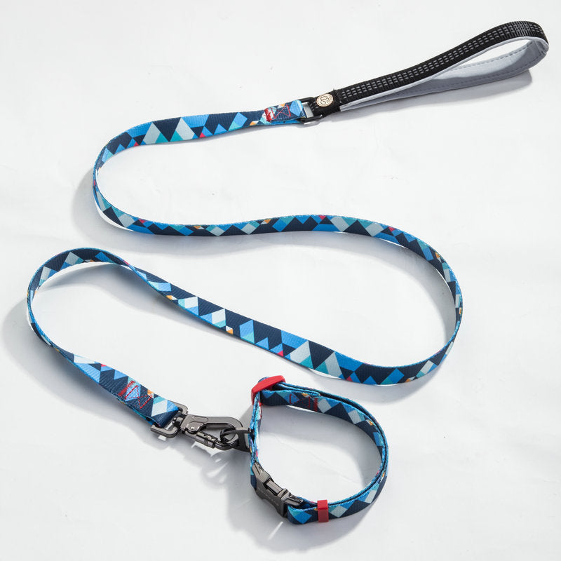 KFX-9453501 Geometric Pattern Polyester Pet Leash and Collar Set