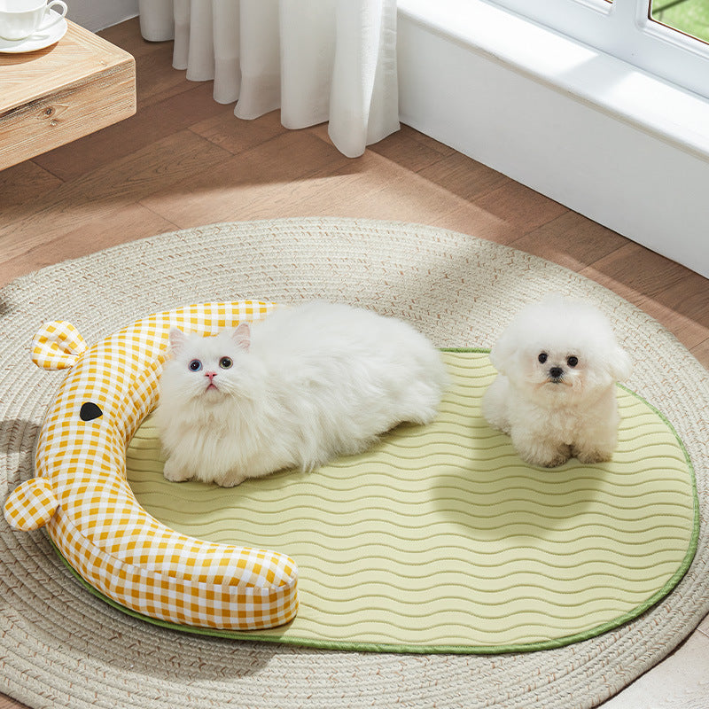 KFX-9453757 Comfortable Anti-Bite Pet Mattress for Small to Medium-Sized Dogs in Green and Yellow Bear Styles