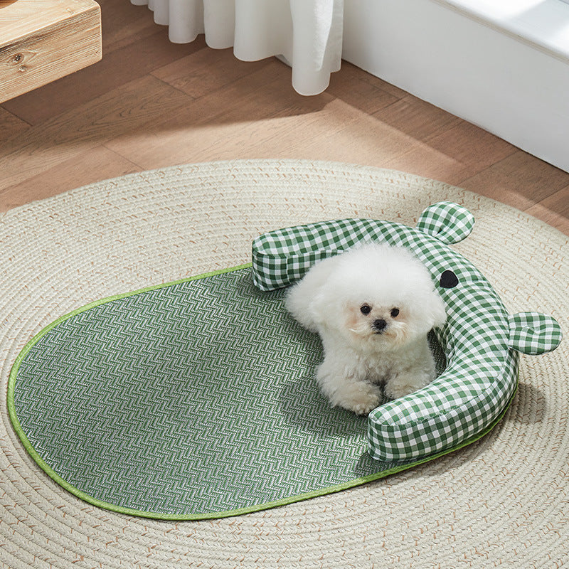 KFX-9453757 Comfortable Anti-Bite Pet Mattress for Small to Medium-Sized Dogs in Green and Yellow Bear Styles