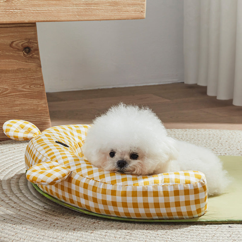 KFX-9453757 Comfortable Anti-Bite Pet Mattress for Small to Medium-Sized Dogs in Green and Yellow Bear Styles