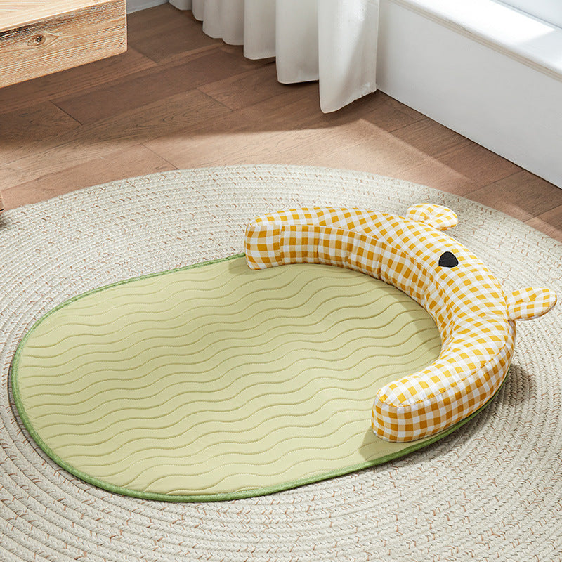 KFX-9453757 Comfortable Anti-Bite Pet Mattress for Small to Medium-Sized Dogs in Green and Yellow Bear Styles