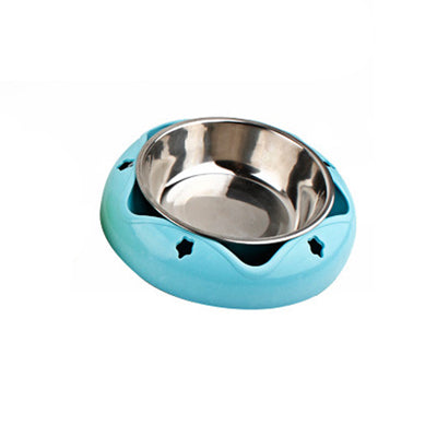 KFX-9453885 Stainless Steel Pet Bowl with PP Base – Color Options: Blue, Yellow, Red, 18.1 cm Diameter, 4 cm Height