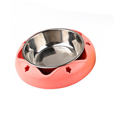 KFX-9453885 Stainless Steel Pet Bowl with PP Base – Color Options: Blue, Yellow, Red, 18.1 cm Diameter, 4 cm Height