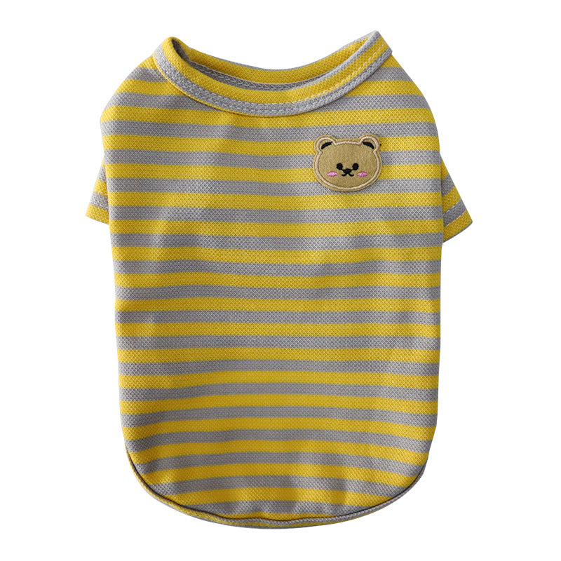 KFX-9454269 Breathable Cotton T-Shirt for Pets in Blue, Pink, Green, Purple, and Yellow - Sizes S to 2XL