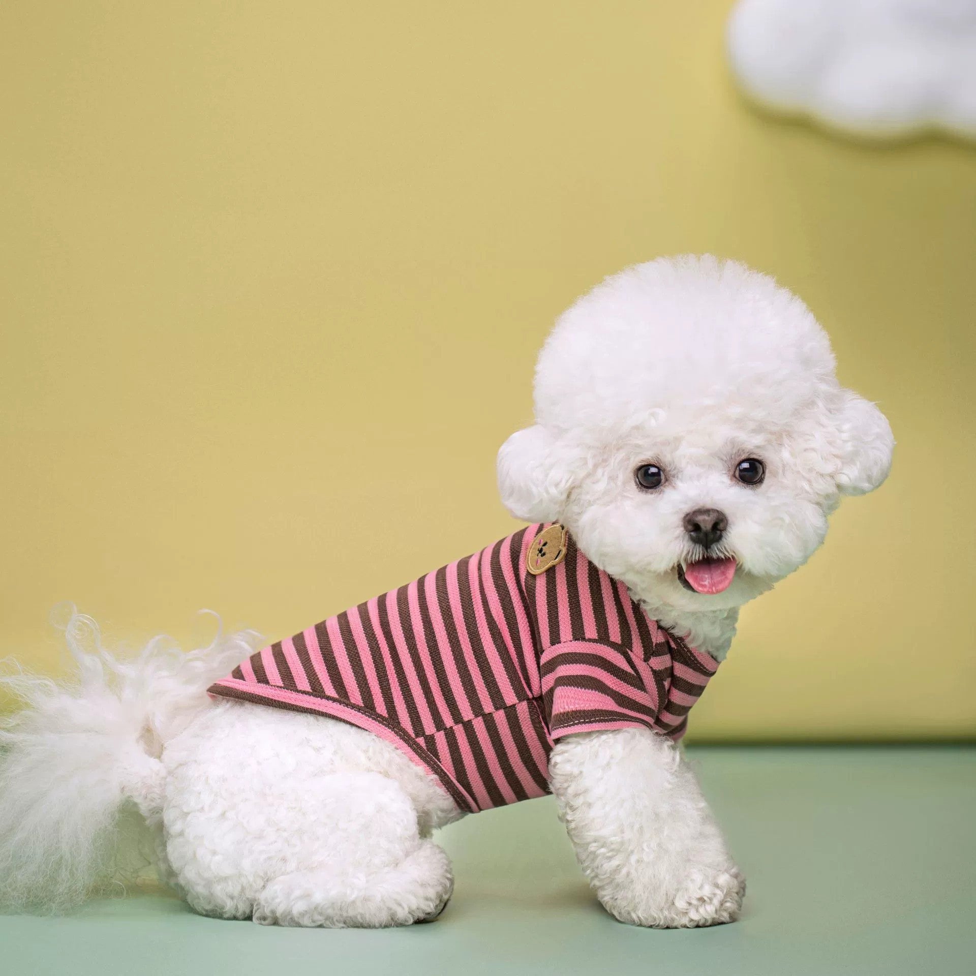 KFX-9454269 Breathable Cotton T-Shirt for Pets in Blue, Pink, Green, Purple, and Yellow - Sizes S to 2XL