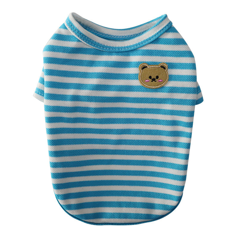KFX-9454269 Breathable Cotton T-Shirt for Pets in Blue, Pink, Green, Purple, and Yellow - Sizes S to 2XL