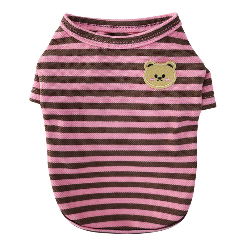 KFX-9454269 Breathable Cotton T-Shirt for Pets in Blue, Pink, Green, Purple, and Yellow - Sizes S to 2XL