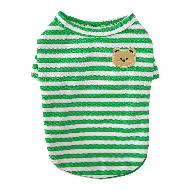 KFX-9454269 Breathable Cotton T-Shirt for Pets in Blue, Pink, Green, Purple, and Yellow - Sizes S to 2XL