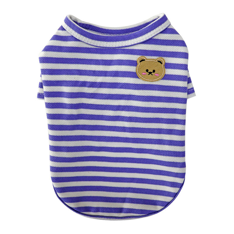 KFX-9454269 Breathable Cotton T-Shirt for Pets in Blue, Pink, Green, Purple, and Yellow - Sizes S to 2XL