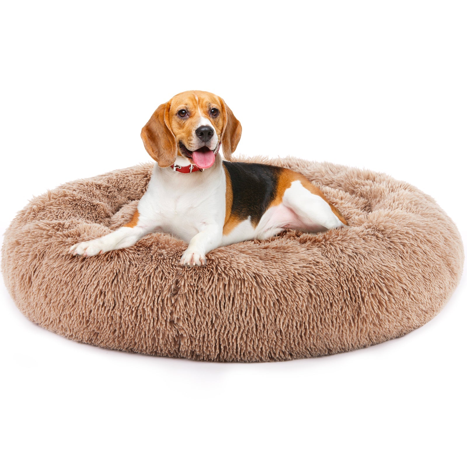 KFX-9455549 Fluffy Plush Faux Fur Cat Bed - 24 Inch Anti-Slip Design for Pets Up to 25 lbs