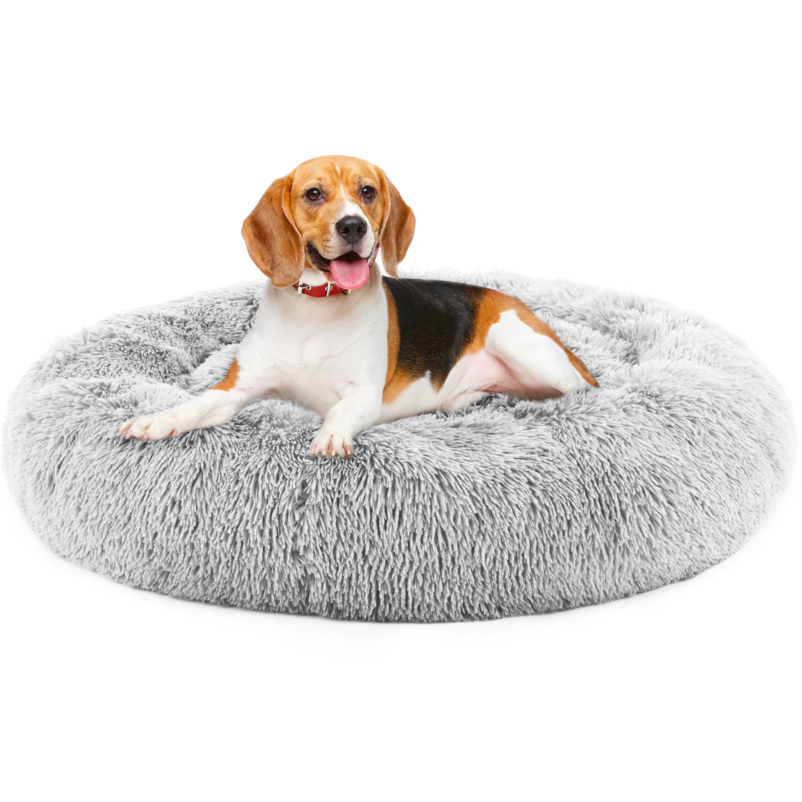 KFX-9455549 Fluffy Plush Faux Fur Cat Bed - 24 Inch Anti-Slip Design for Pets Up to 25 lbs