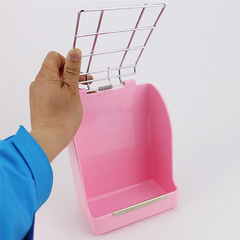 KFX-9455933 Small Animal Spring Grass Feeder for Rabbits and Guinea Pigs, Anti-Bite Plastic and Galvanized Mesh, 18cm x 14cm x 9cm
