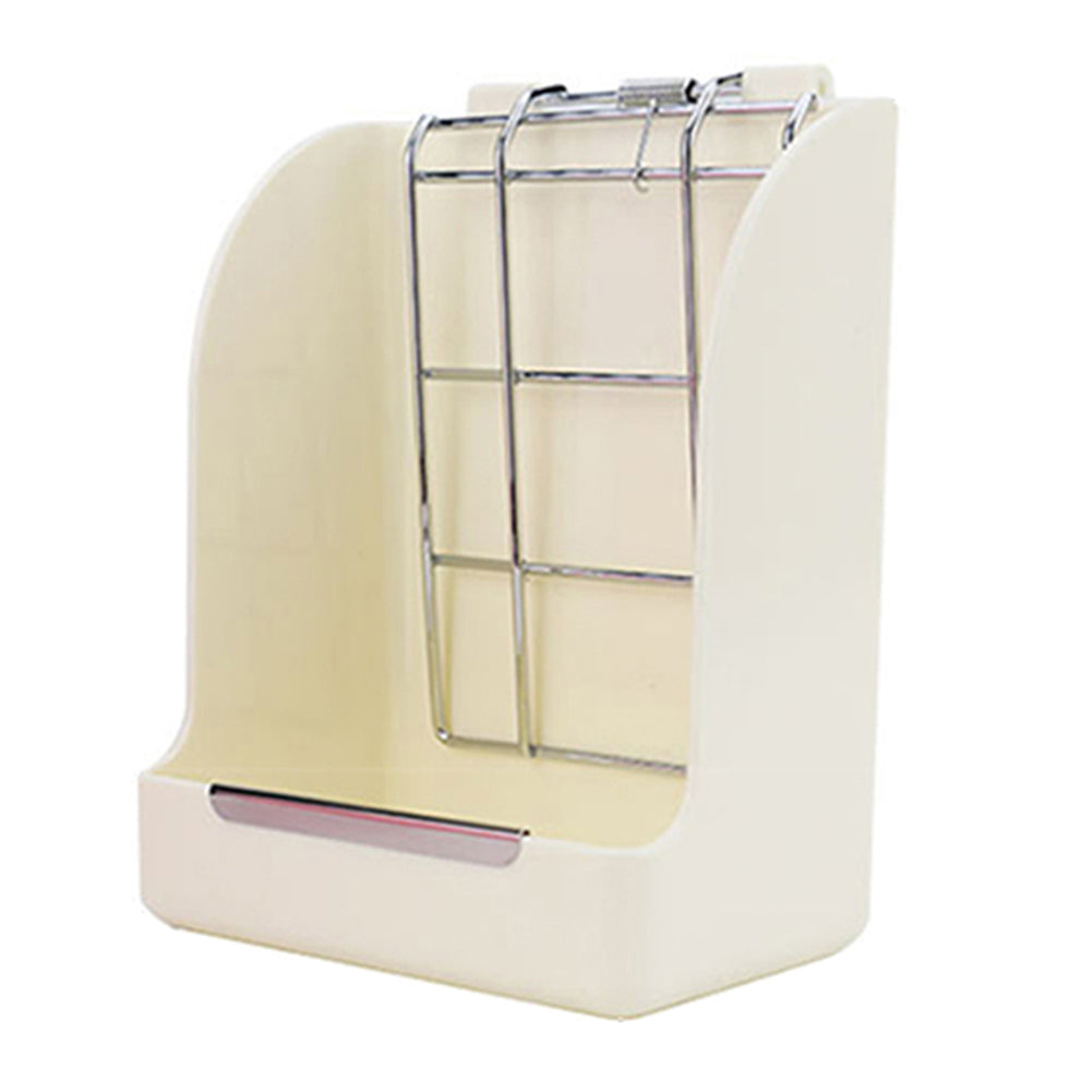 KFX-9455933 Small Animal Spring Grass Feeder for Rabbits and Guinea Pigs, Anti-Bite Plastic and Galvanized Mesh, 18cm x 14cm x 9cm