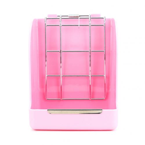 KFX-9455933 Small Animal Spring Grass Feeder for Rabbits and Guinea Pigs, Anti-Bite Plastic and Galvanized Mesh, 18cm x 14cm x 9cm