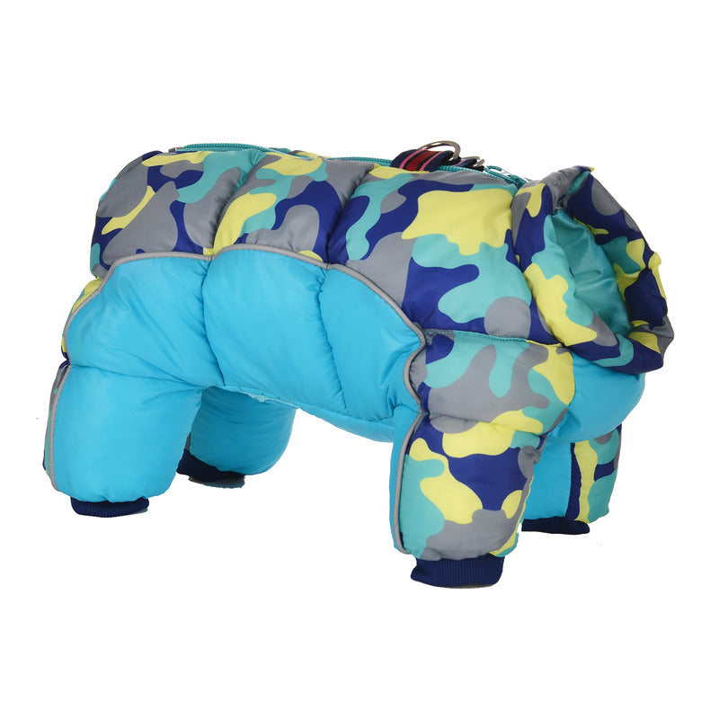 KFX-9459133 Waterproof Cotton Padded Camouflage Dog Jacket for Cold Weather - Four-Legged Design, Sizes 10 to 26