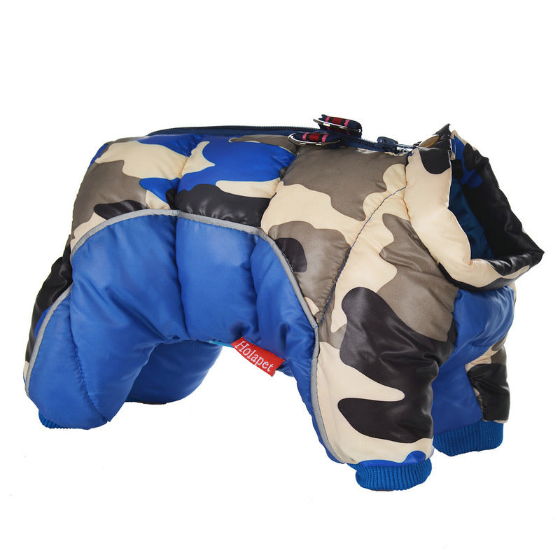 KFX-9459133 Waterproof Cotton Padded Camouflage Dog Jacket for Cold Weather - Four-Legged Design, Sizes 10 to 26
