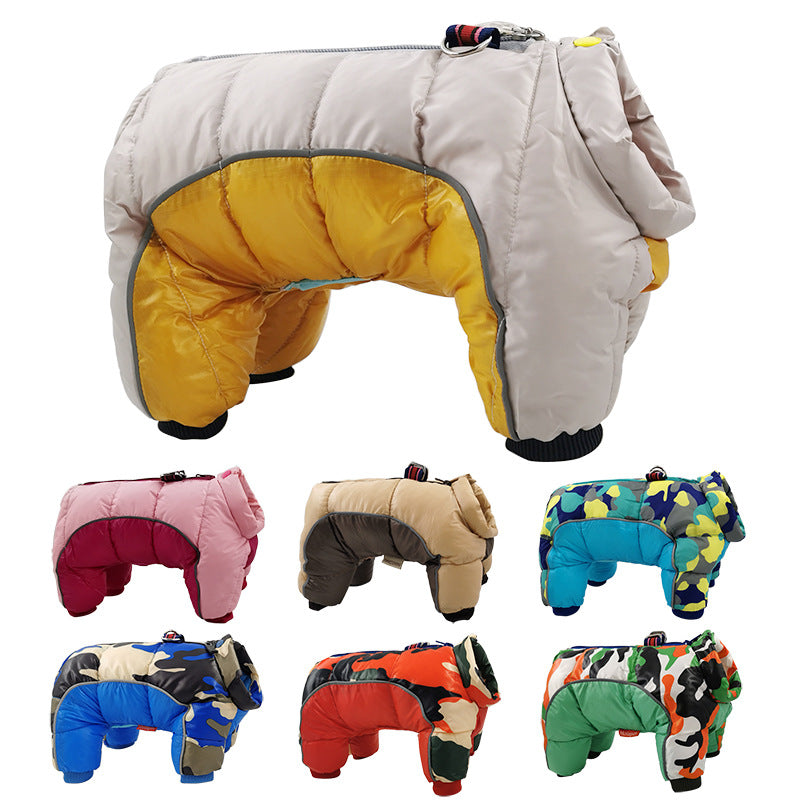 KFX-9459133 Waterproof Cotton Padded Camouflage Dog Jacket for Cold Weather - Four-Legged Design, Sizes 10 to 26