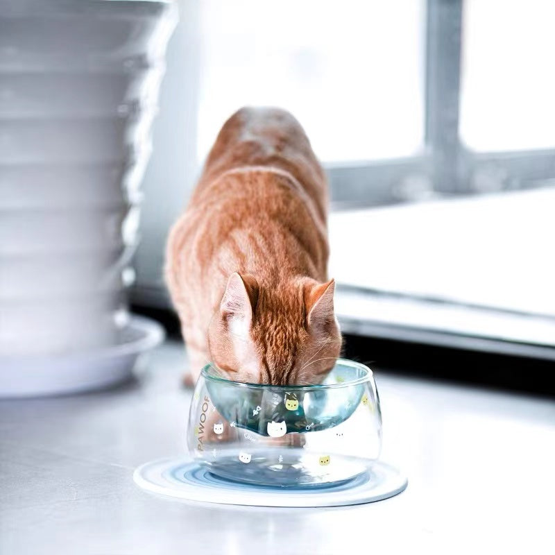 KFX-9459645 Medium Cat's Claw Glass Bowl with Optional Cushion - Stylish Pet Accessory