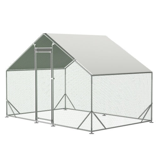 KFX-9463101 Large Walk-In Metal Chicken Coop with Waterproof Cover and Galvanized Wire for Poultry and Small Animals