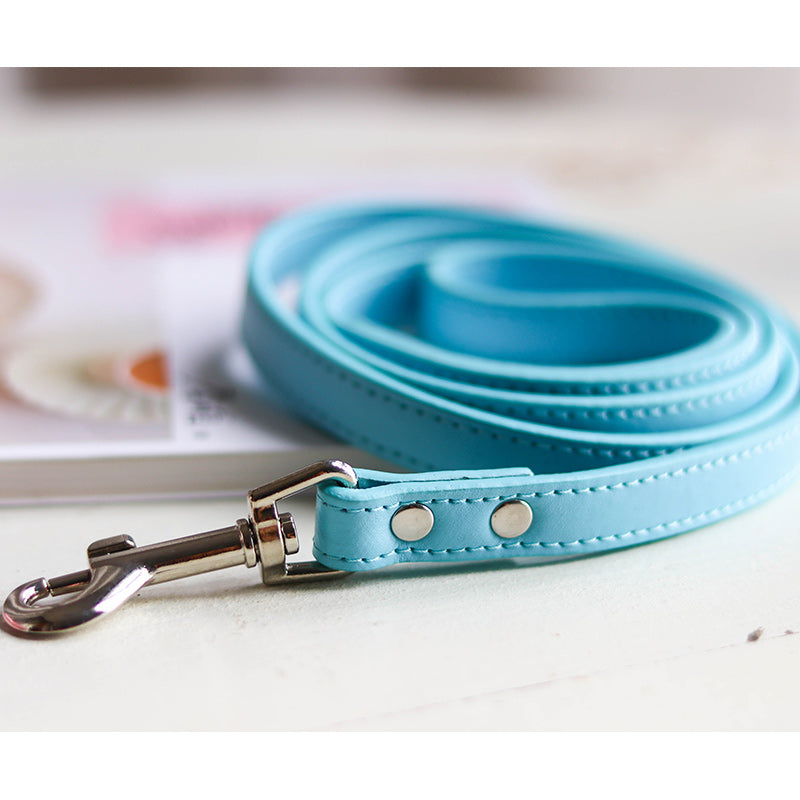 KFX-9465021 Leather Pet Leash and Collar Set - Small and Medium Sizes Available
