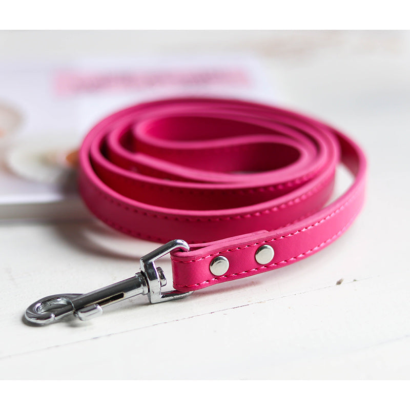 KFX-9465021 Leather Pet Leash and Collar Set - Small and Medium Sizes Available