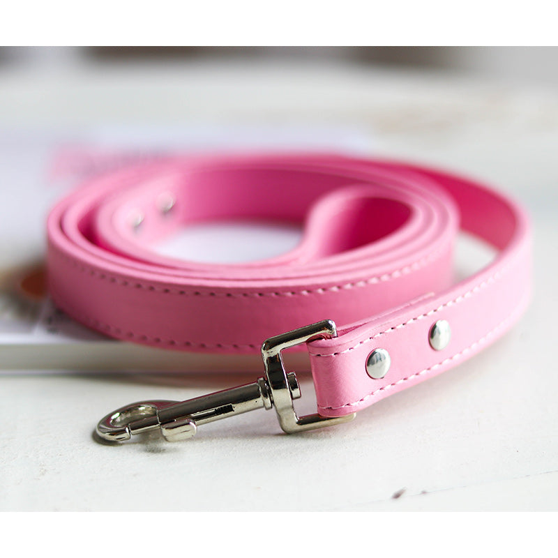 KFX-9465021 Leather Pet Leash and Collar Set - Small and Medium Sizes Available
