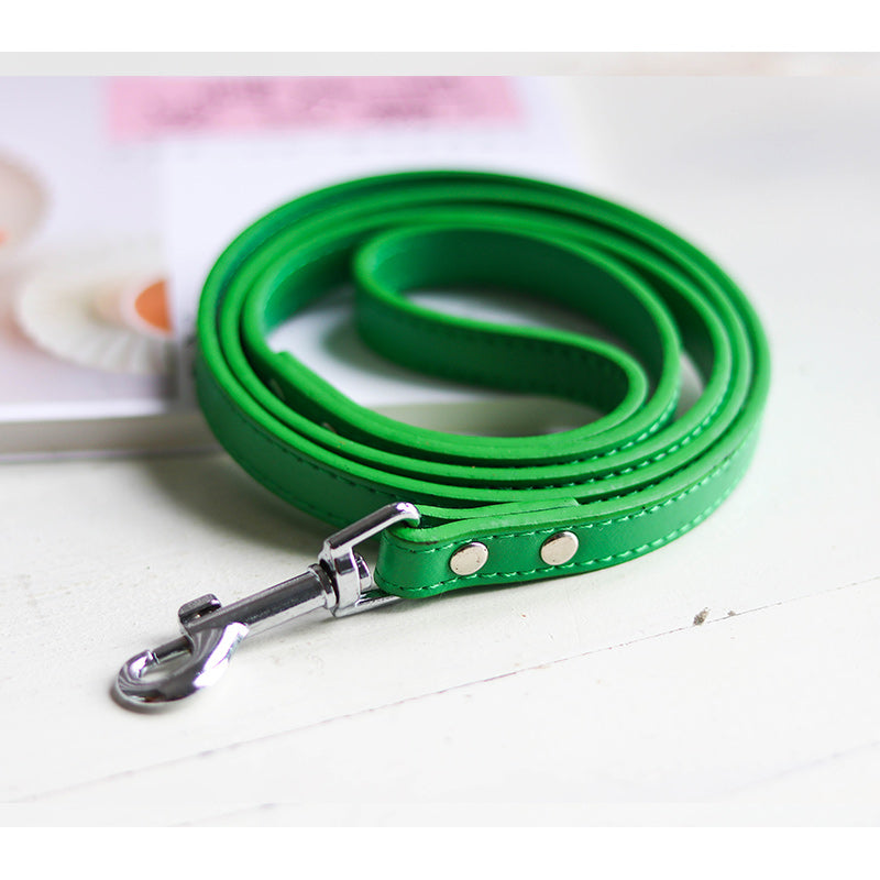 KFX-9465021 Leather Pet Leash and Collar Set - Small and Medium Sizes Available
