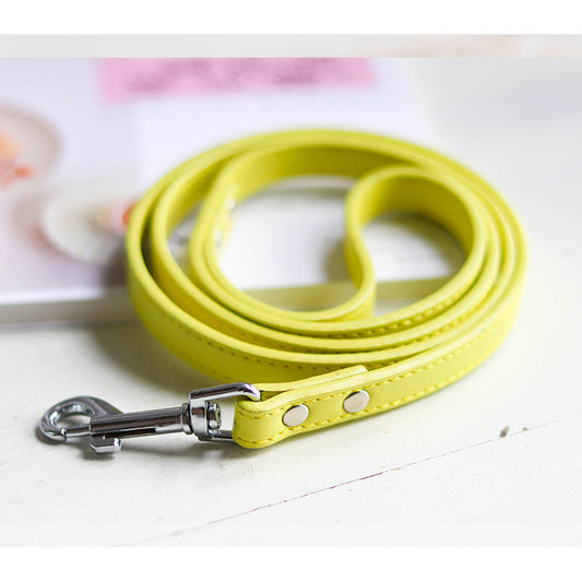 KFX-9465021 Leather Pet Leash and Collar Set - Small and Medium Sizes Available