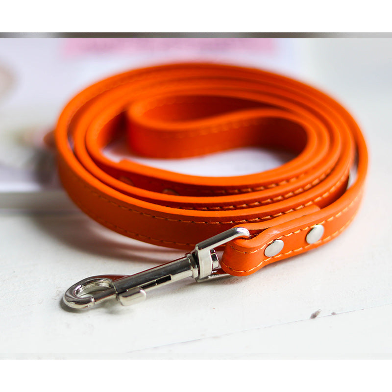 KFX-9465021 Leather Pet Leash and Collar Set - Small and Medium Sizes Available