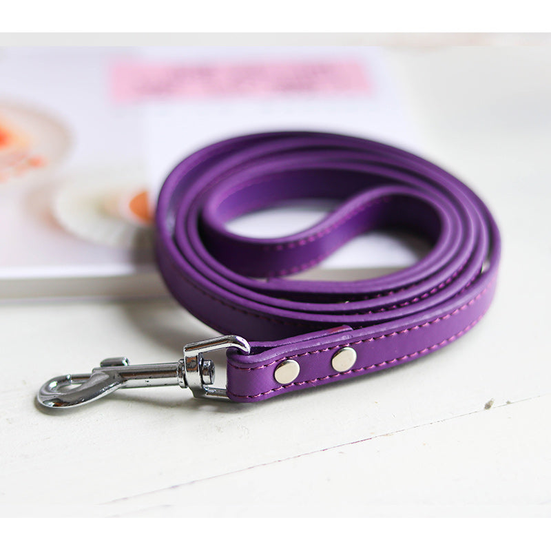 KFX-9465021 Leather Pet Leash and Collar Set - Small and Medium Sizes Available
