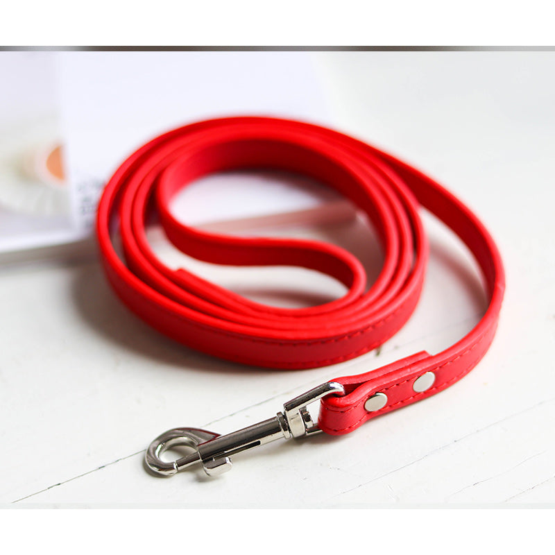 KFX-9465021 Leather Pet Leash and Collar Set - Small and Medium Sizes Available
