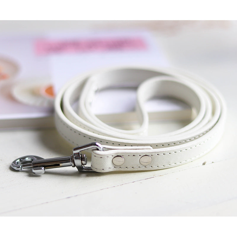 KFX-9465021 Leather Pet Leash and Collar Set - Small and Medium Sizes Available