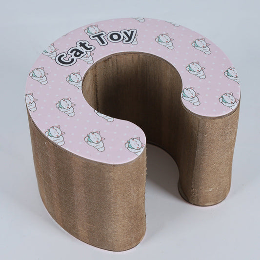 KFX-9465405 Accordion Cat Scratch Board with Changeable Track Balls - Corrugated Paper Cat Toy in Pink, Black, White
