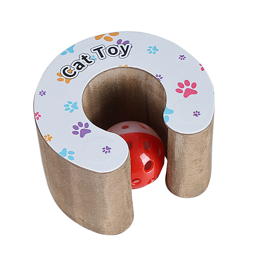 KFX-9465405 Accordion Cat Scratch Board with Changeable Track Balls - Corrugated Paper Cat Toy in Pink, Black, White