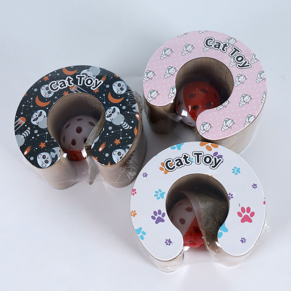 KFX-9465405 Accordion Cat Scratch Board with Changeable Track Balls - Corrugated Paper Cat Toy in Pink, Black, White
