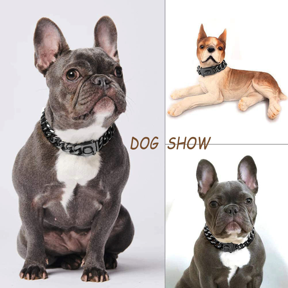 KFX-9467197 Durable Stainless Steel Dog Collar for Medium and Large Breeds - Anti-Bite Chain Design, Multiple Sizes Available